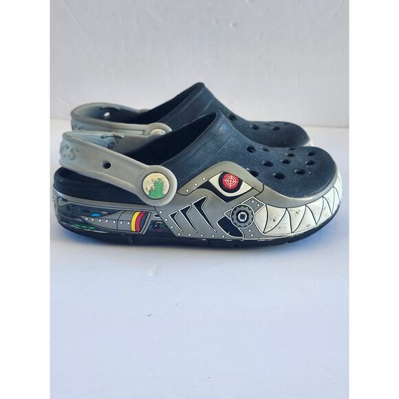 Crocs Kids Black RoboShark Slip On Clogs Shoes Kidcore Size C11 K0020 - Picture 3 of 5